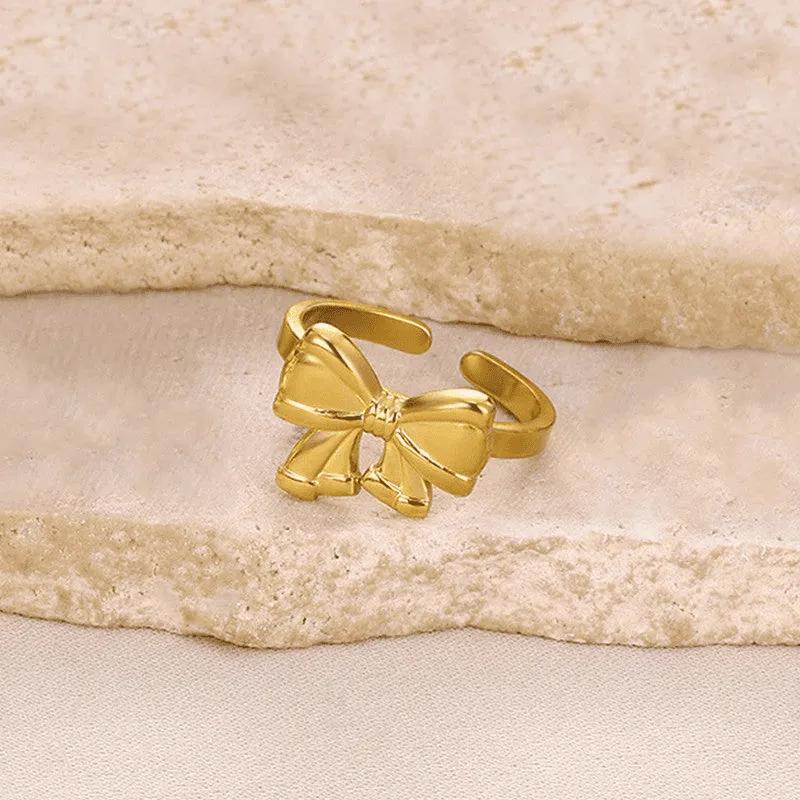 Gold Ribbon Bow Ring