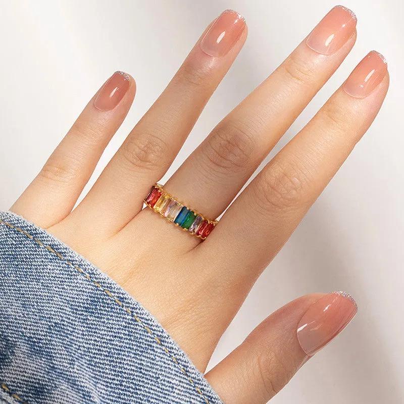 Rainbow Baguette Eternity Ring