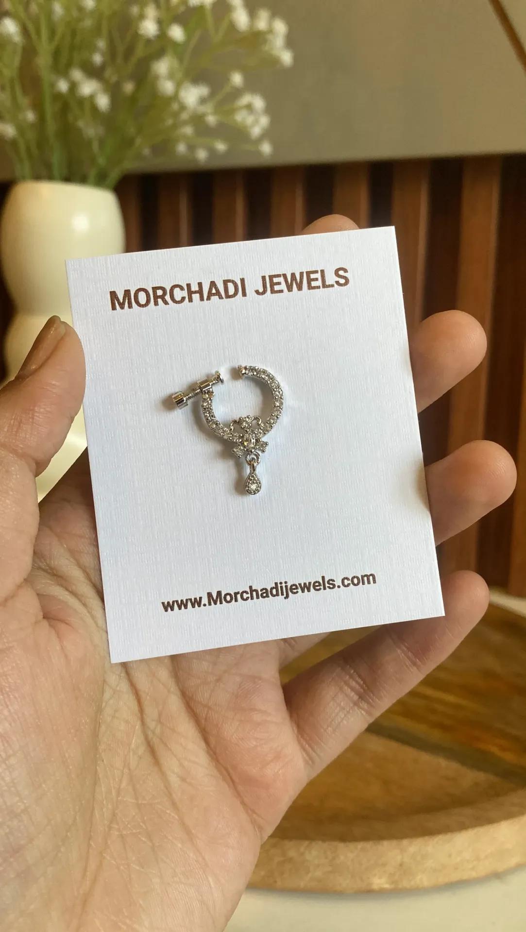 Silver Floral Teardrop Nath