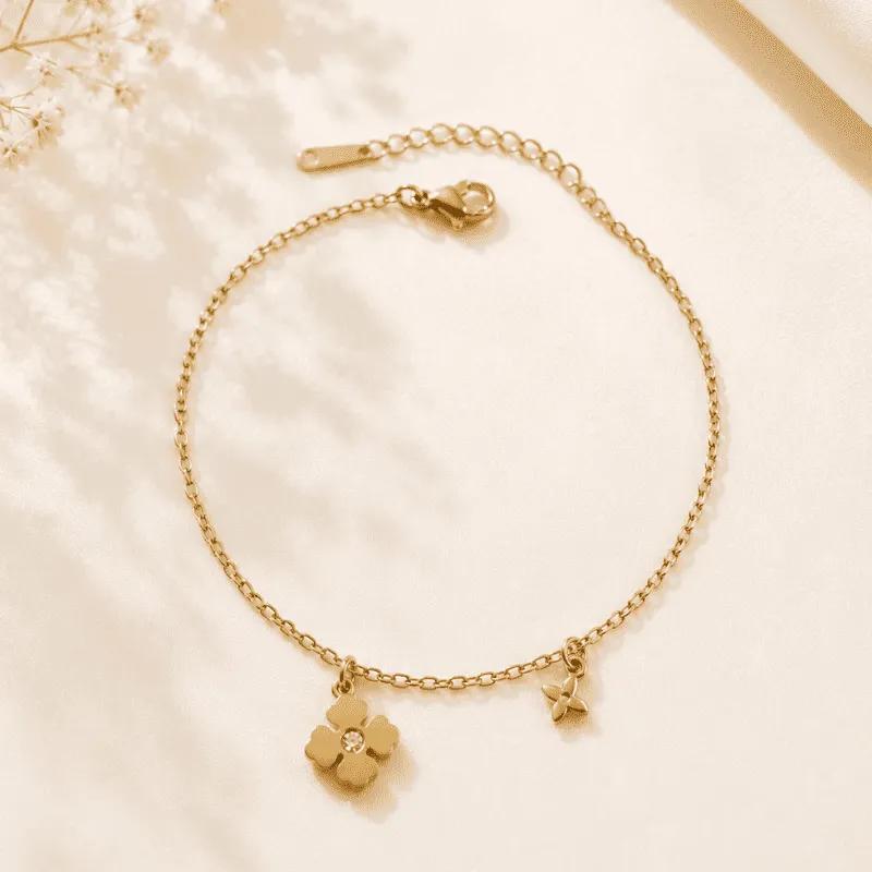 Clover Charm Gold Anklet
