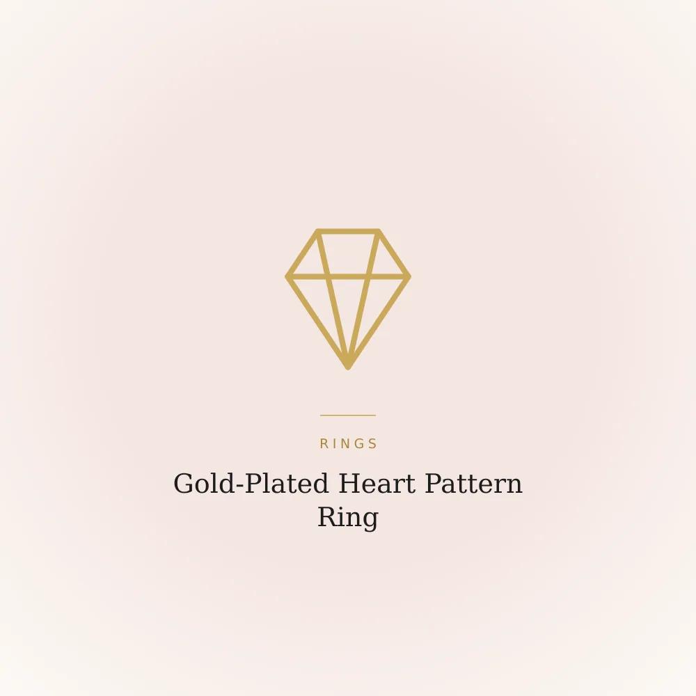 Gold-plated ring with a heart pattern band set with cubic zirconia stones