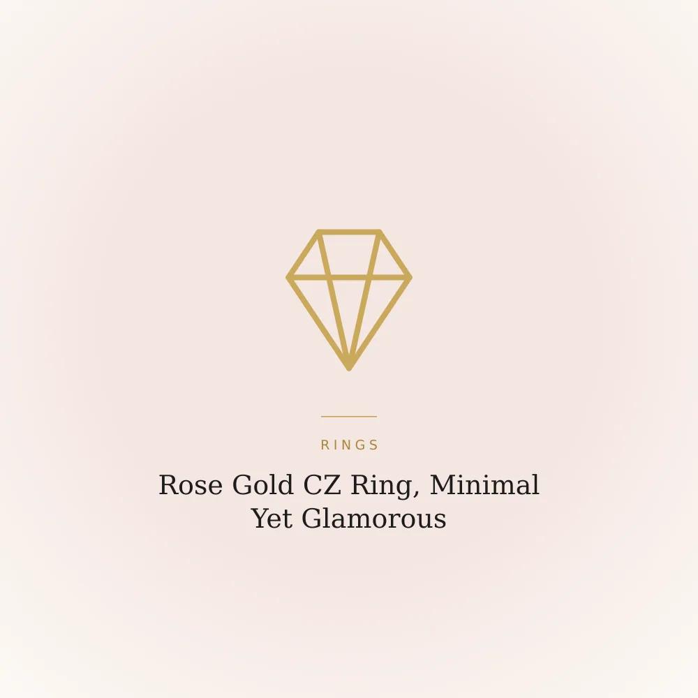 Rose gold ring set with cubic zirconia stones in a minimal glamorous style, adjustable band