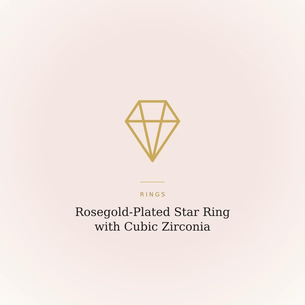 Rosegold-plated star-shaped ring set with cubic zirconia stones