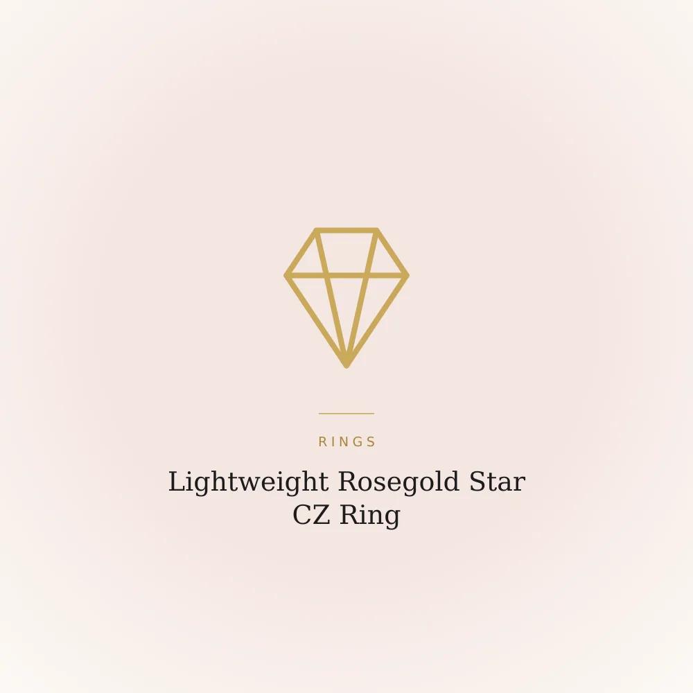 Lightweight rosegold-plated star ring with cubic zirconia stones, shown against a plain surface
