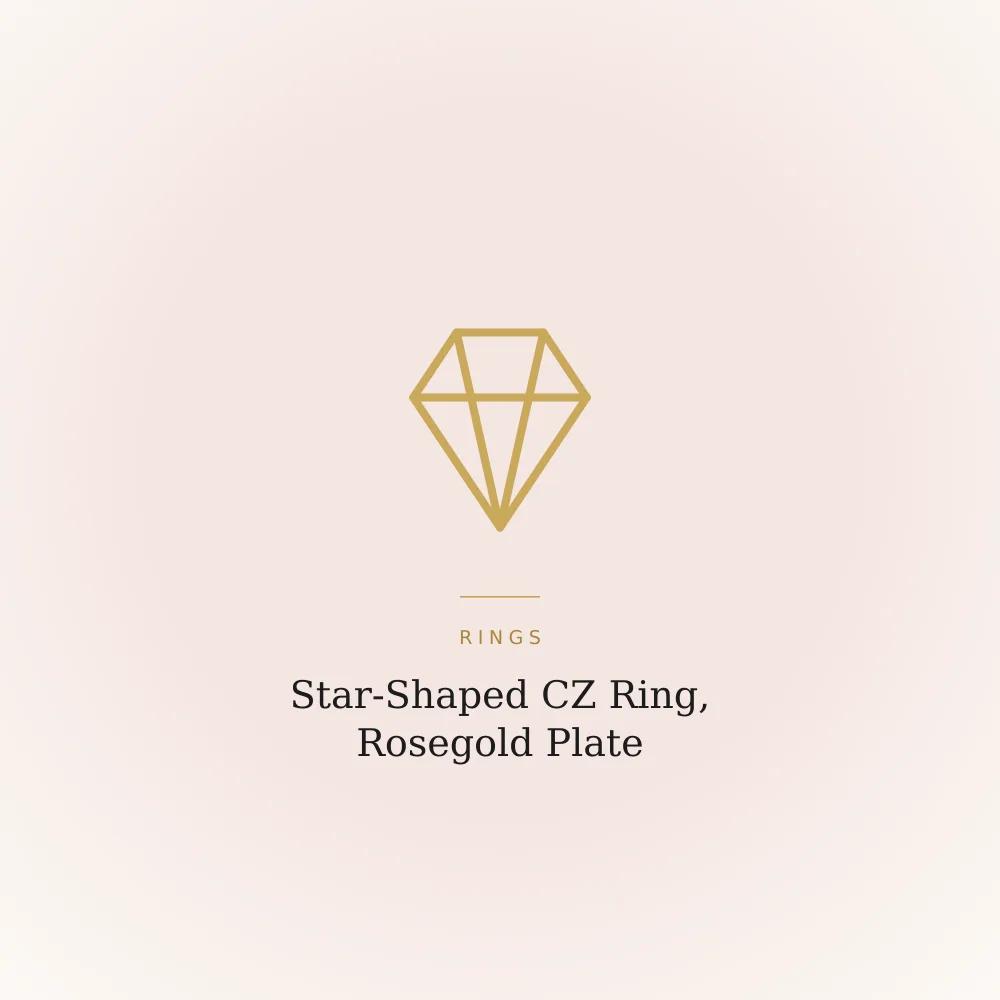 Star-shaped rosegold-plated ring outlined in cubic zirconia stones