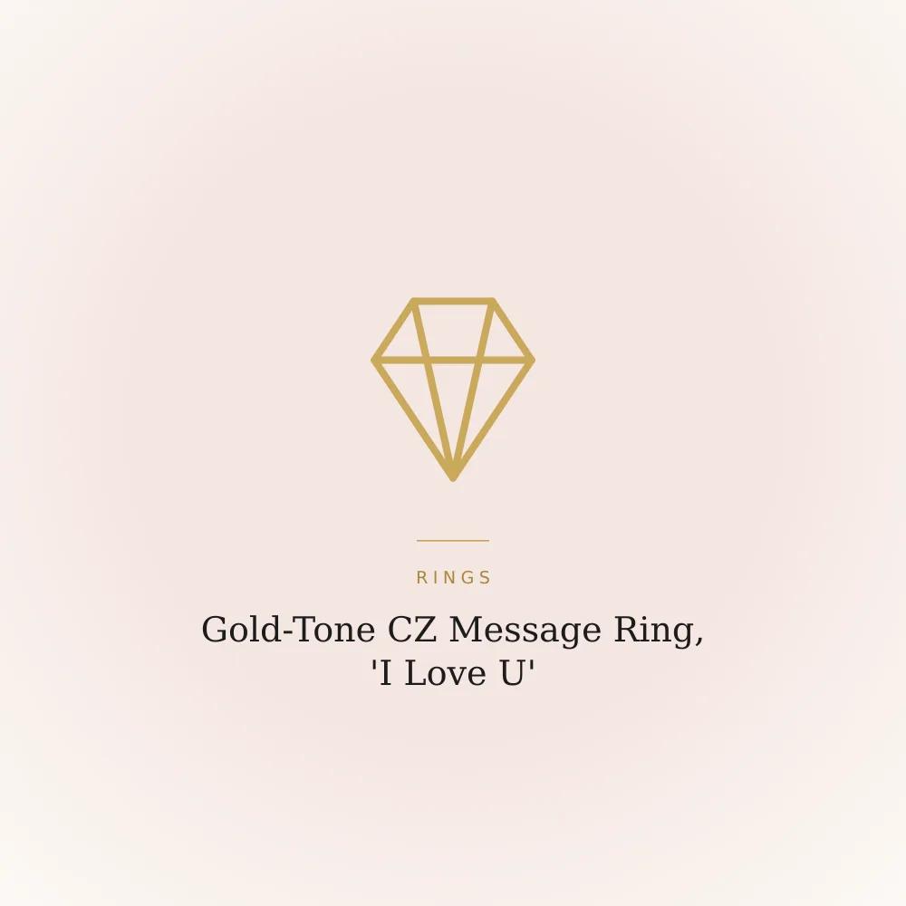 Gold-tone open band ring with 'I Love U' spelled out in cubic zirconia stones