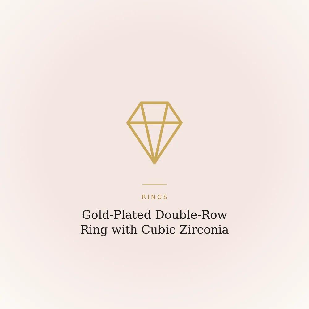 Gold-plated ring with two rows of cubic zirconia stones set side by side