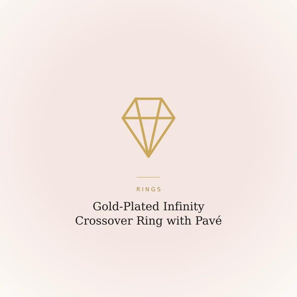 Gold-plated ring with an infinity crossover shape set with pavé cubic zirconia stones