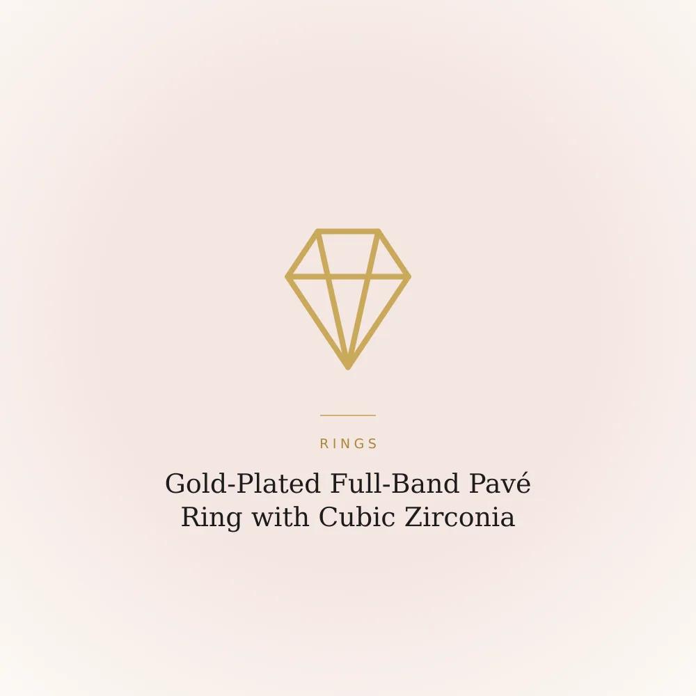 Gold-plated ring with cubic zirconia stones set in a pave pattern around the full band