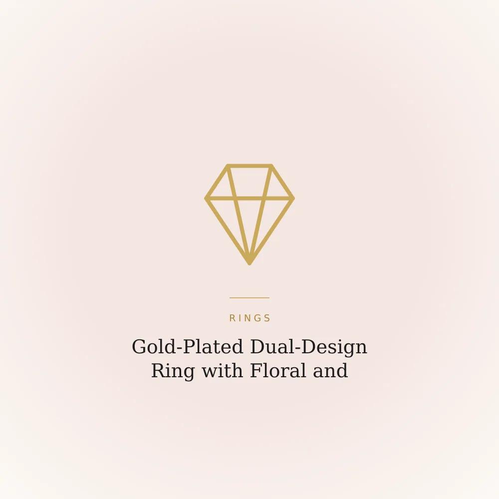 Gold-plated ring with a floral cubic zirconia cluster on one side and a solitaire stone on the other