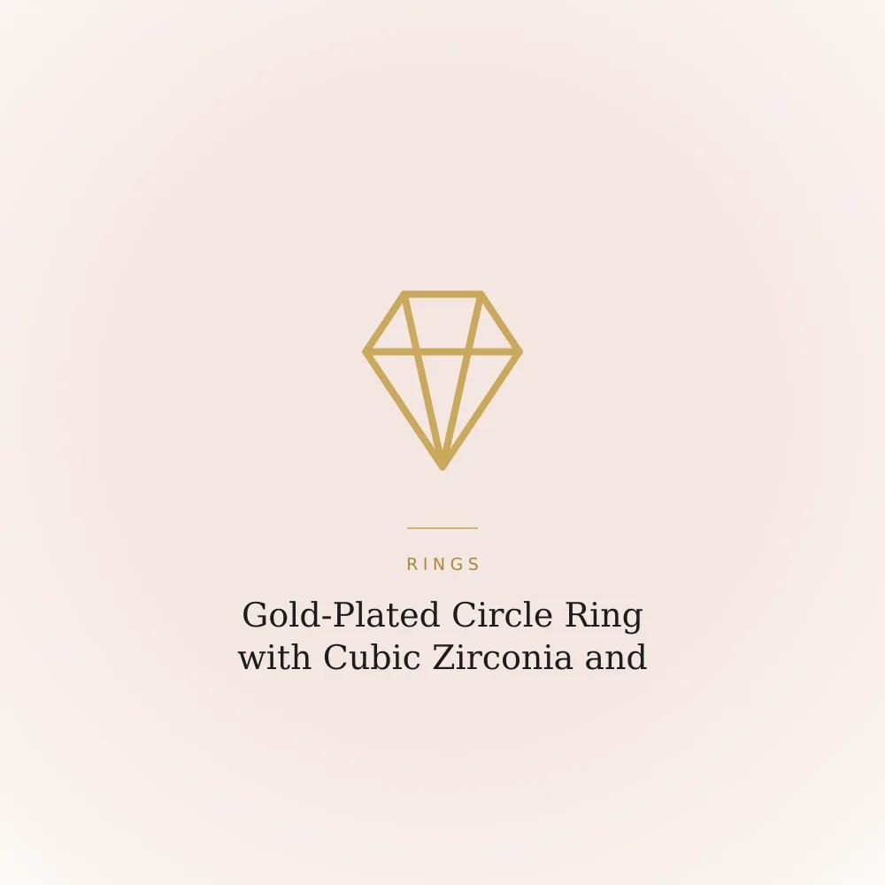 Gold-plated ring with a cubic zirconia circle and a small leaf accent