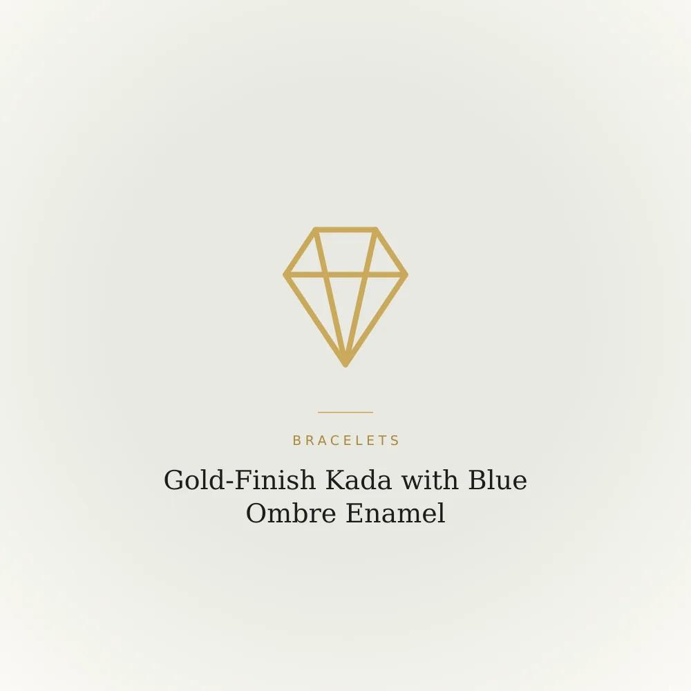 Gold-finish kada bracelet with a blue ombre enamel gradient across the band
