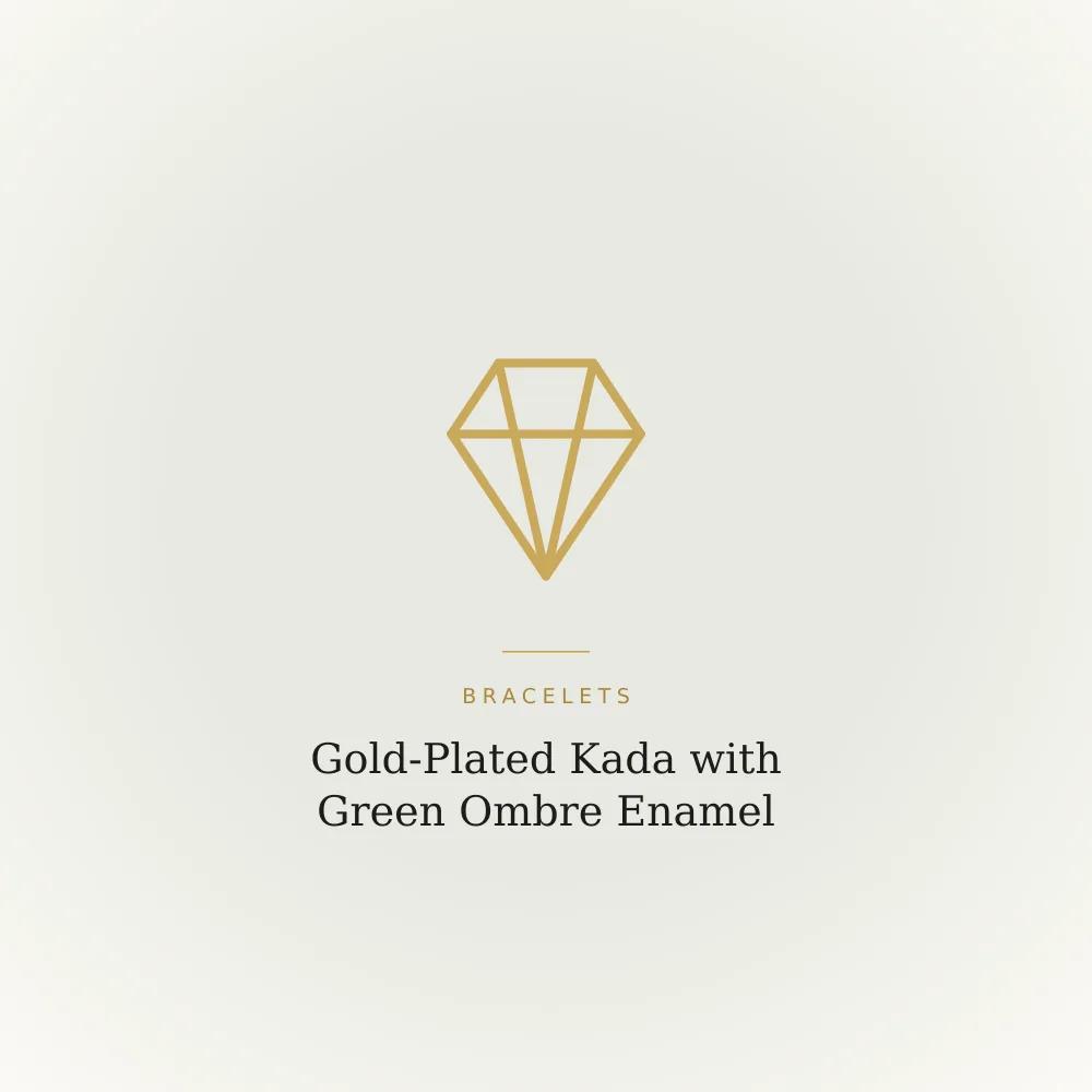 Gold-plated kada bracelet with a green ombre enamel gradient across the band