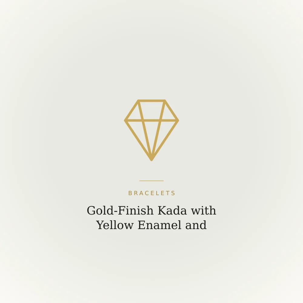 Gold-finish kada bracelet in yellow enamel with a pearl-look centre accent