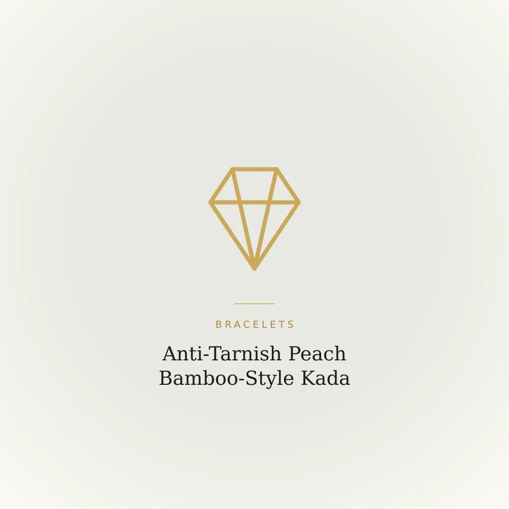 Peach bamboo-style kada bracelet with a ridged texture and gold finish
