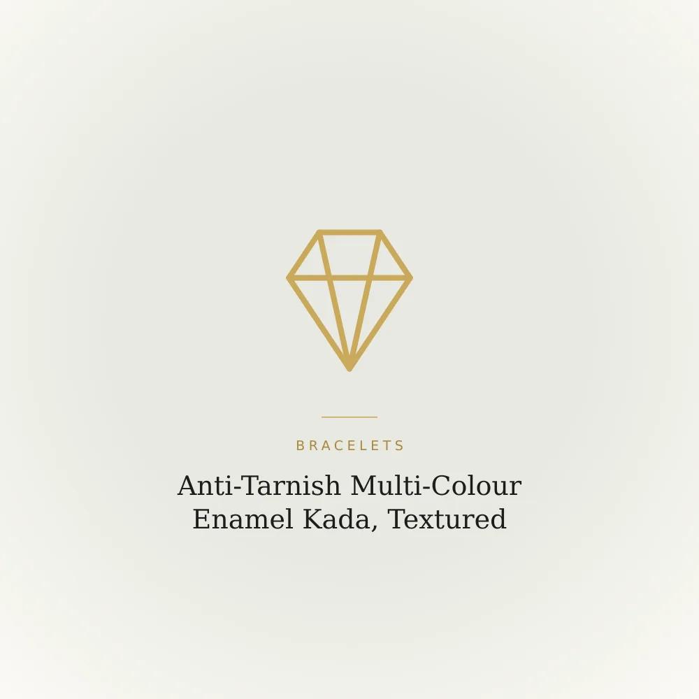 Multi-colour enamel kada bracelet with textured accents and a gold finish