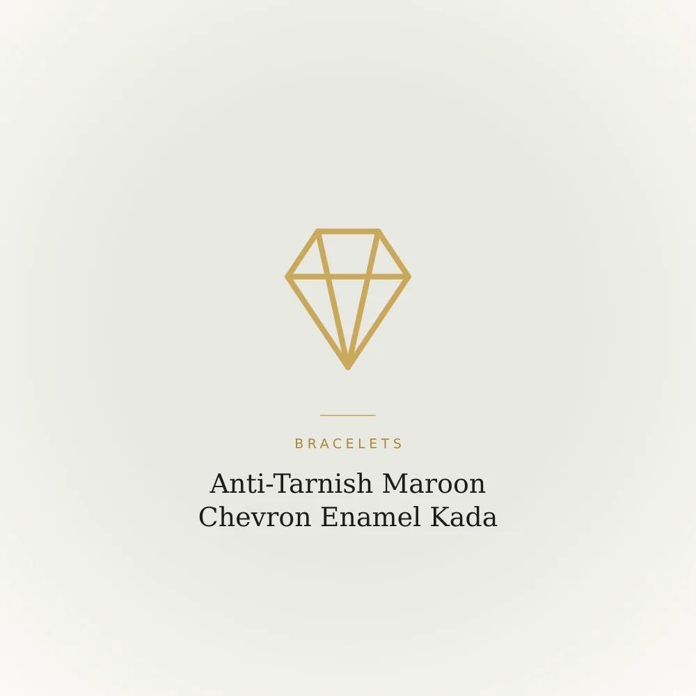 Maroon chevron pattern enamel kada bracelet with a gold-finish anti-tarnish band