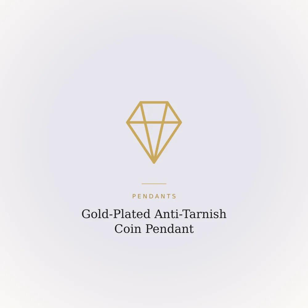 Gold-plated anti-tarnish coin pendant with detailed surface engraving on a fine chain