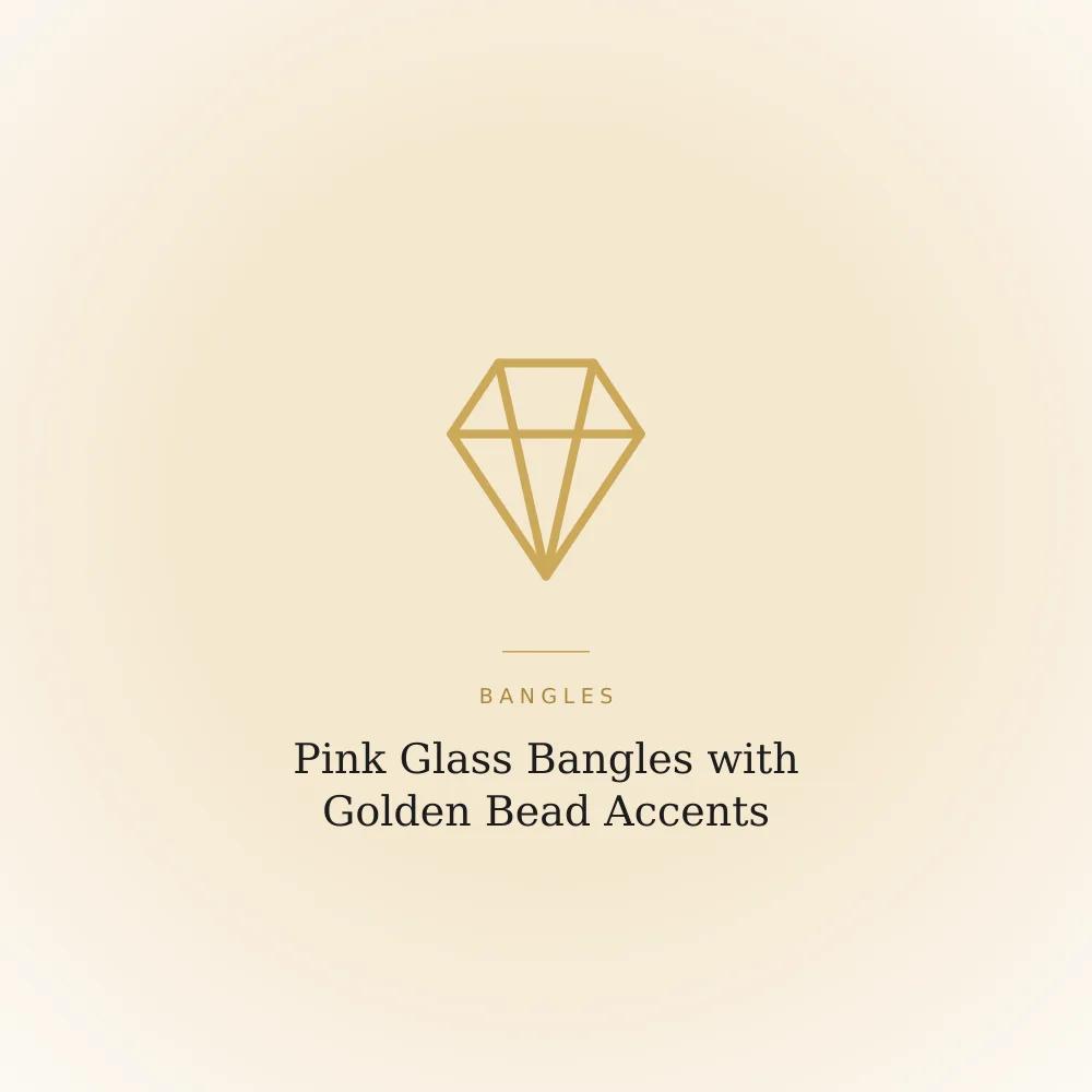 Pink glass bangles with scattered golden bead accents, shown as a stacking set
