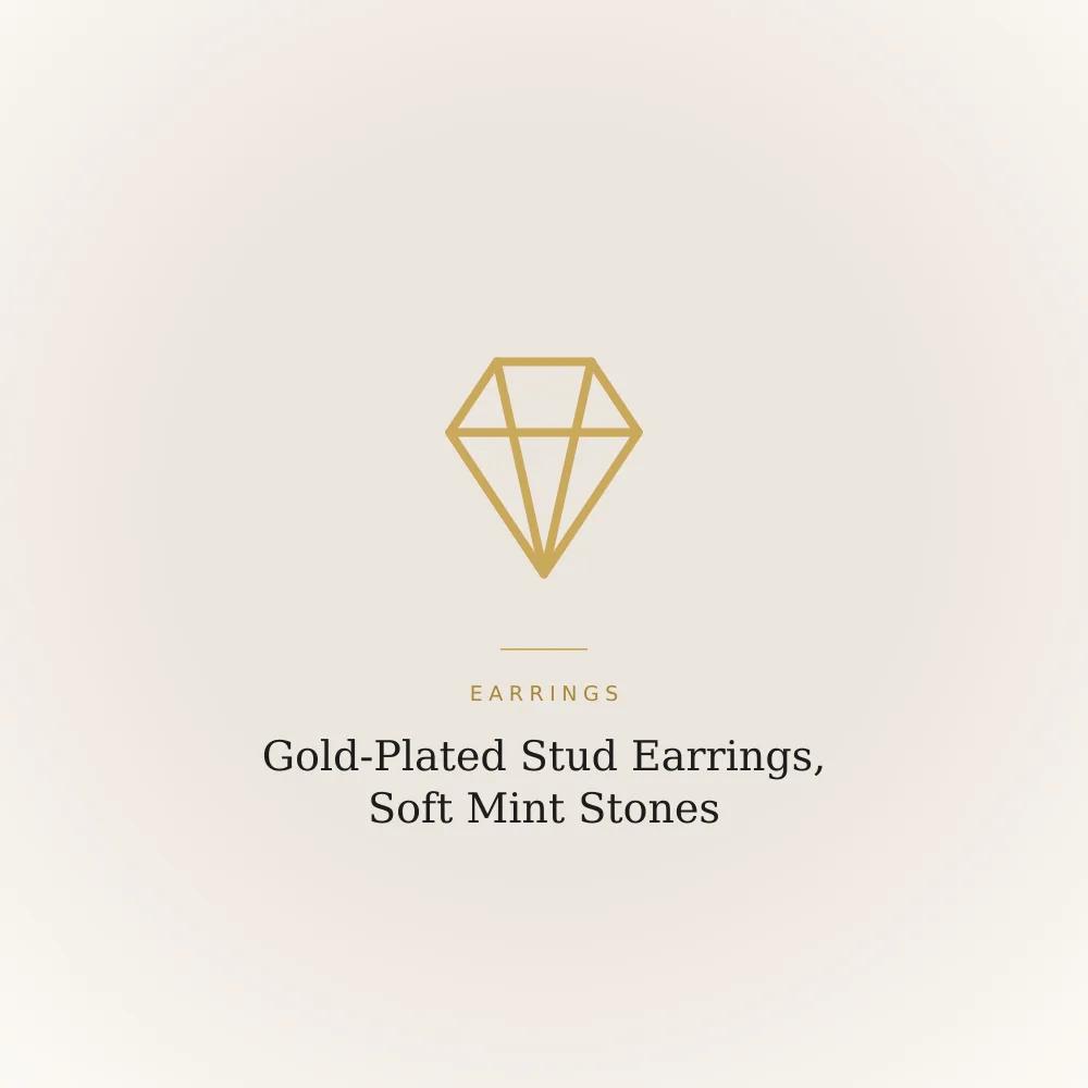 Gold-plated stud earrings with soft mint stones around a crystal centre