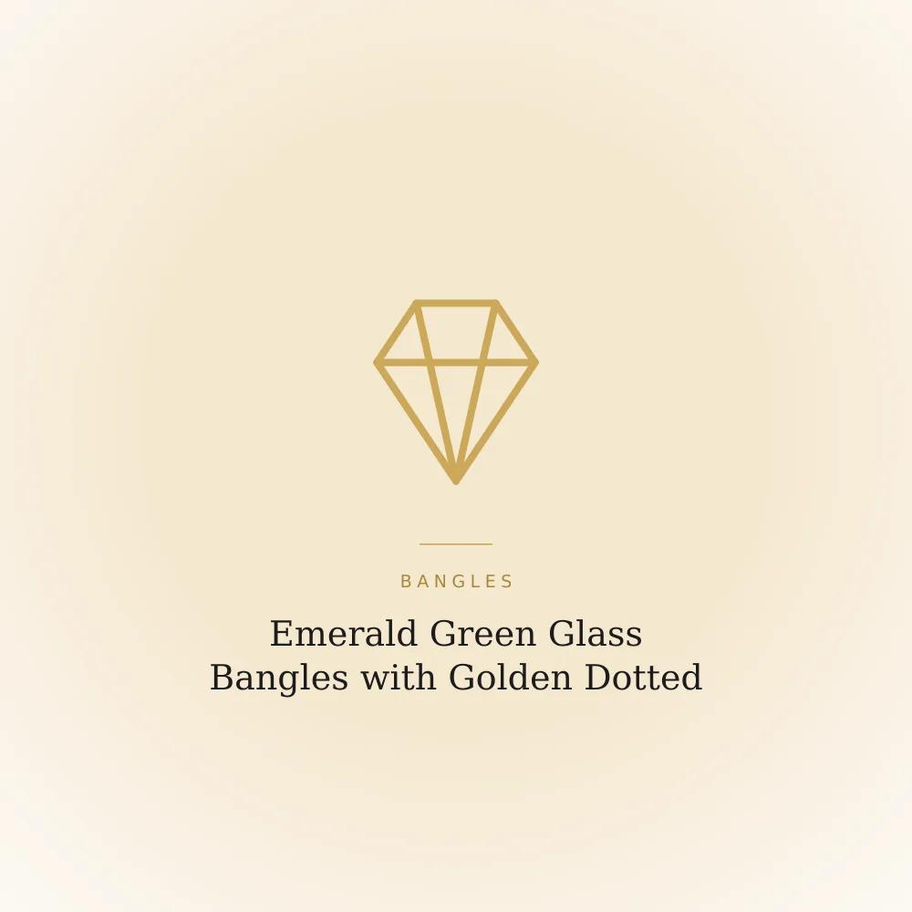 Emerald green glass bangles with golden dotted detailing and a glossy finish