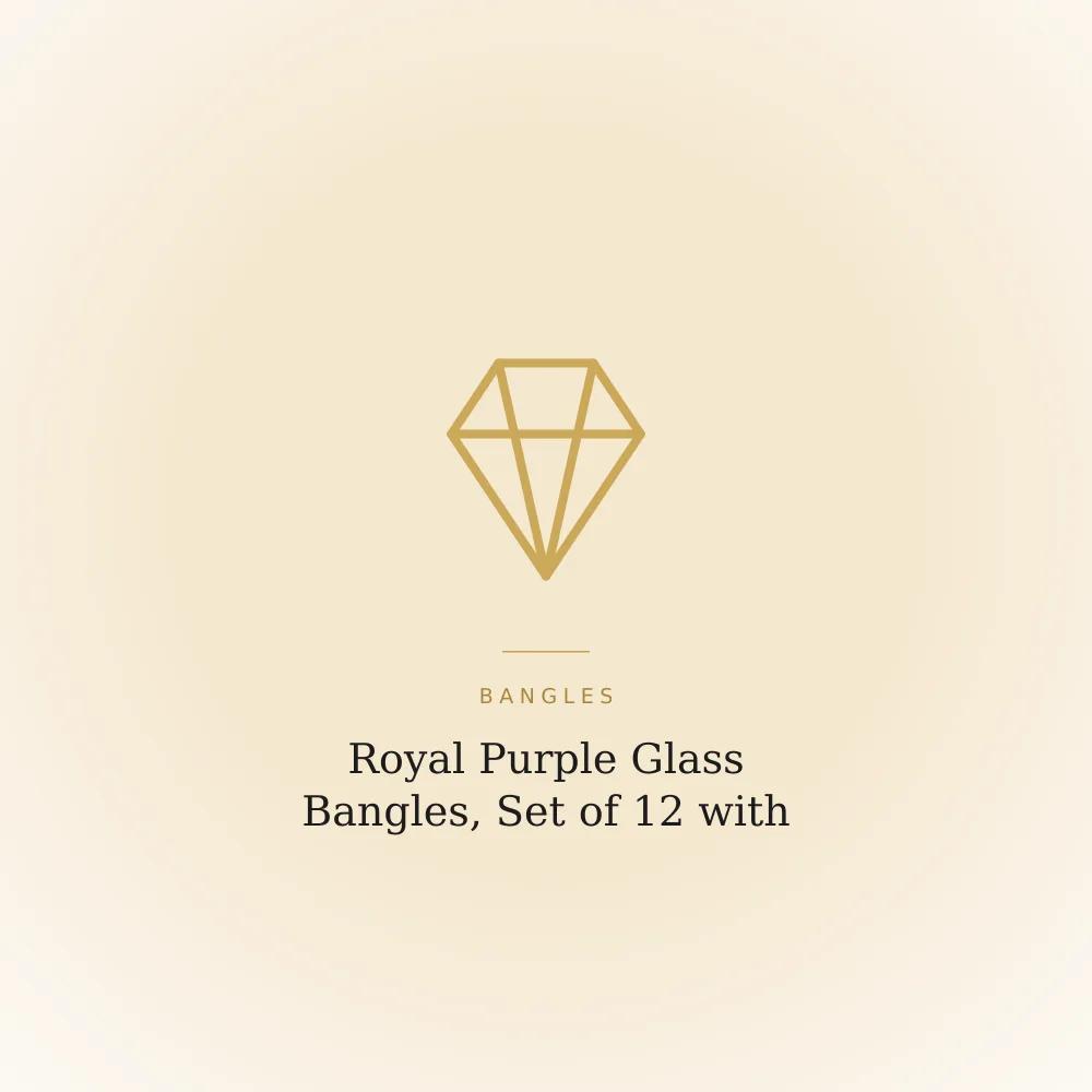Set of twelve royal purple glass bangles with gold bead edge detailing