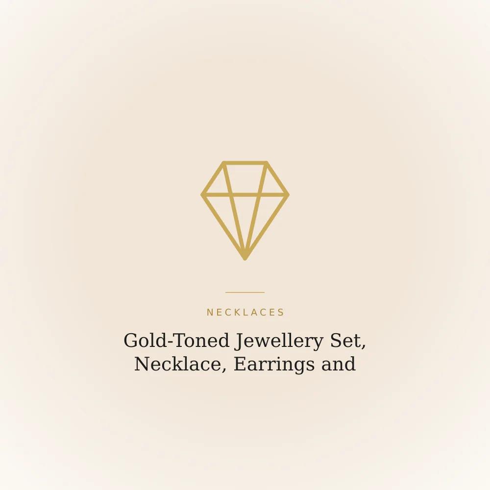Gold-toned jewellery set with a necklace, drop earrings and a tennis-style bracelet