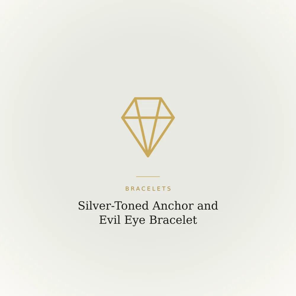 Silver-toned bracelet with an anchor charm and an evil eye charm