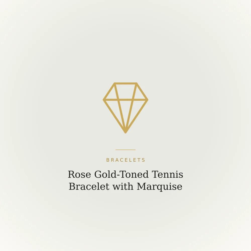 Rose gold-toned tennis bracelet with a marquise-cut solitaire stone