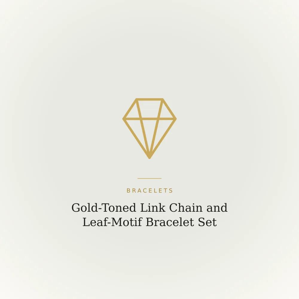 Gold-toned link chain bracelet paired with a leaf-motif chain bracelet