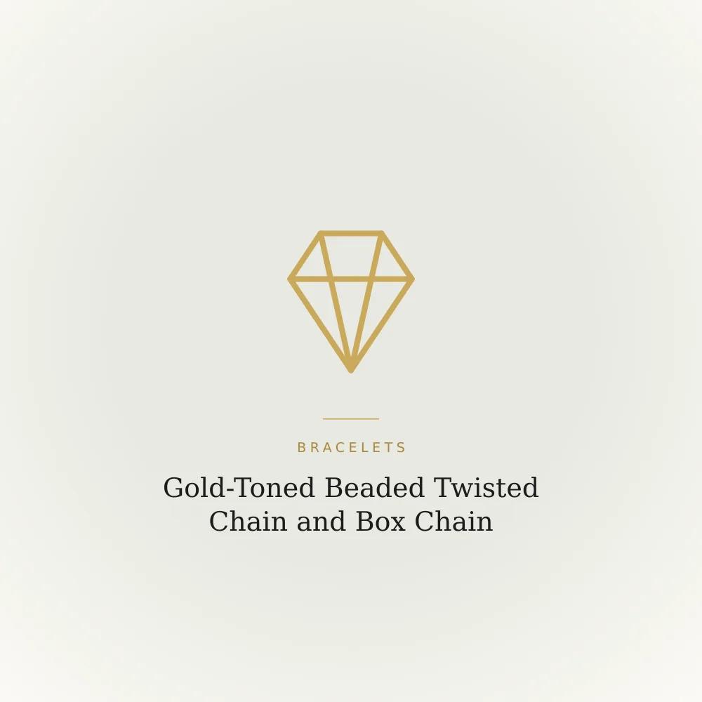 Gold-toned bracelet duo with a beaded twisted chain and a box chain