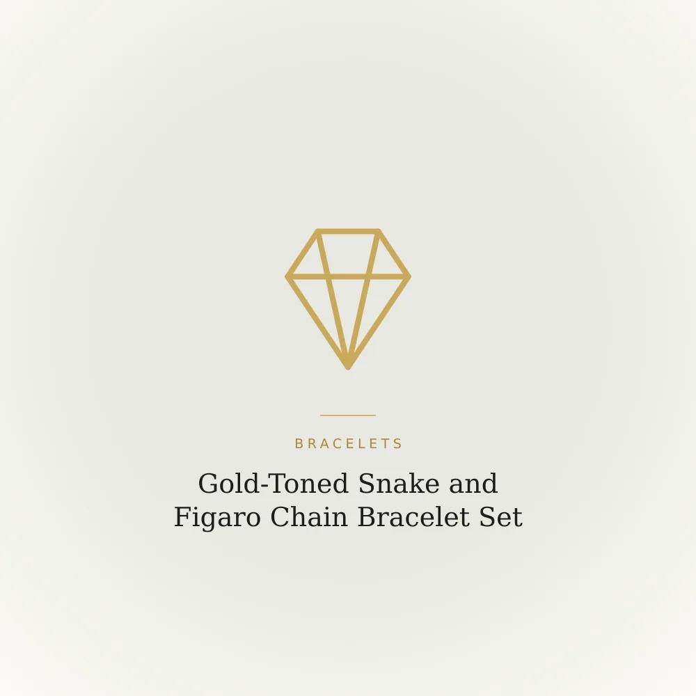Gold-toned snake chain bracelet and Figaro link bracelet, two-piece set