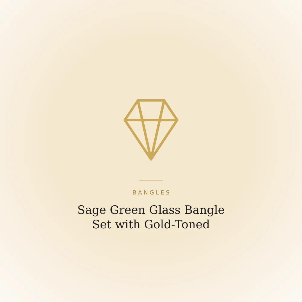 Sage green glass bangle set with gold-toned ghungroo bell charm bangles