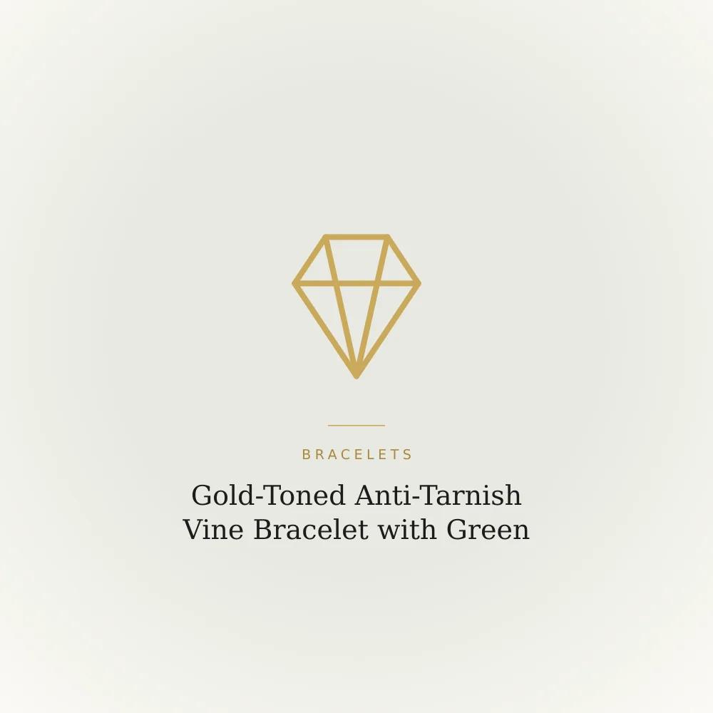 Gold-toned anti-tarnish vine bracelet set with green stones