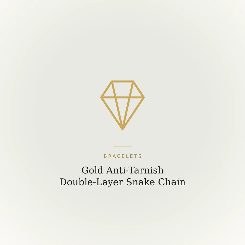 Gold anti-tarnish double-layer snake chain bracelet with a coin tag