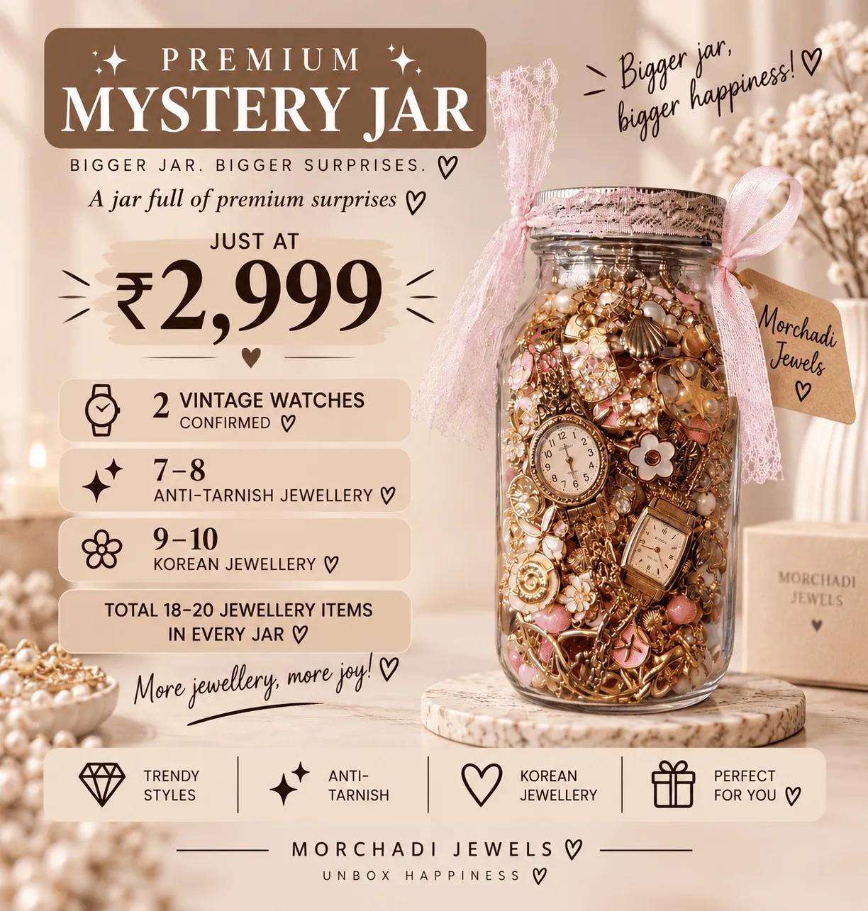 Ultra premium mystery jewellery jar with two guaranteed vintage watches among eighteen to twenty items