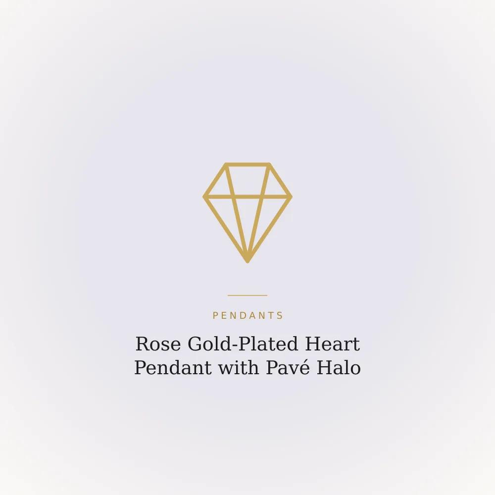 Rose gold-plated heart pendant with a cubic zirconia centre and pave halo detailing