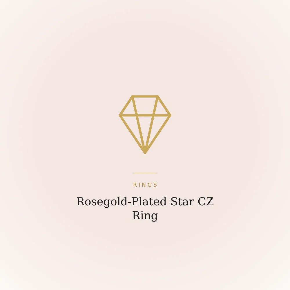 Rosegold-plated star-shaped ring with cubic zirconia stones set along the band