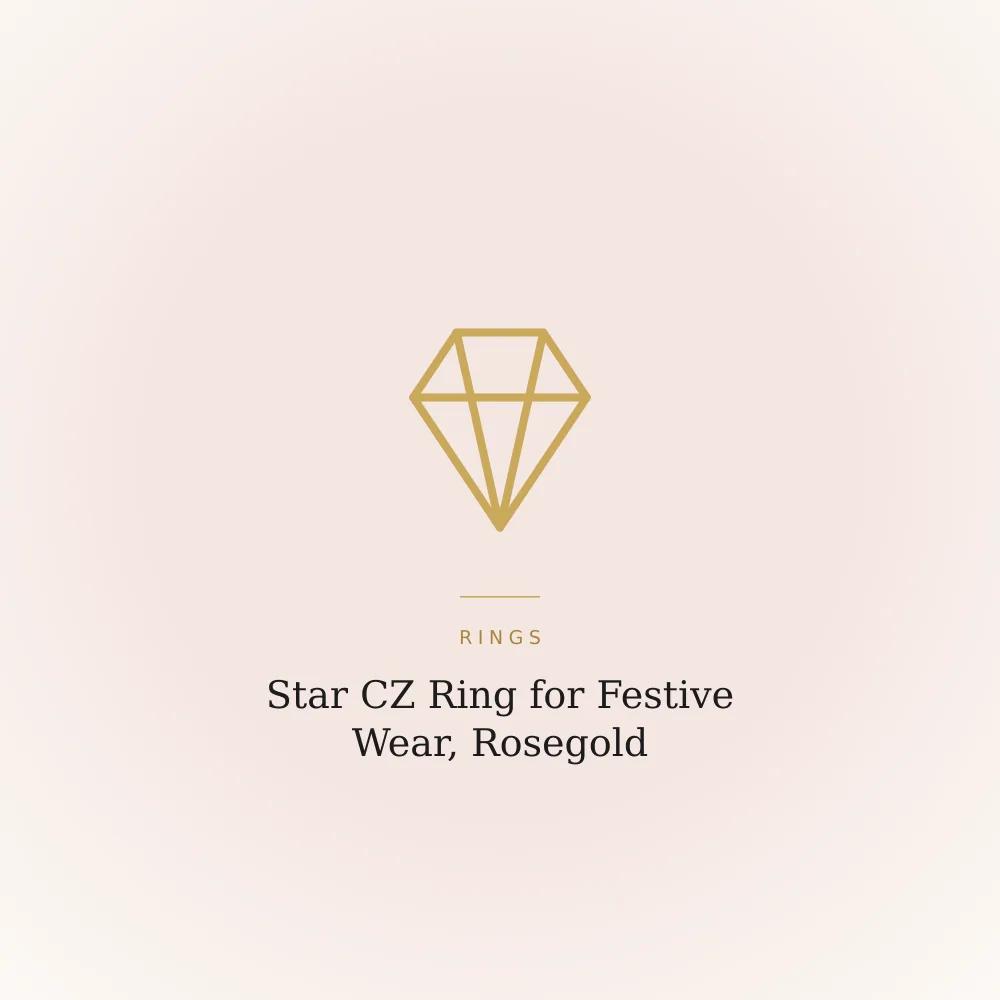 Star-shaped rosegold ring set with cubic zirconia, shown for a festive styling context