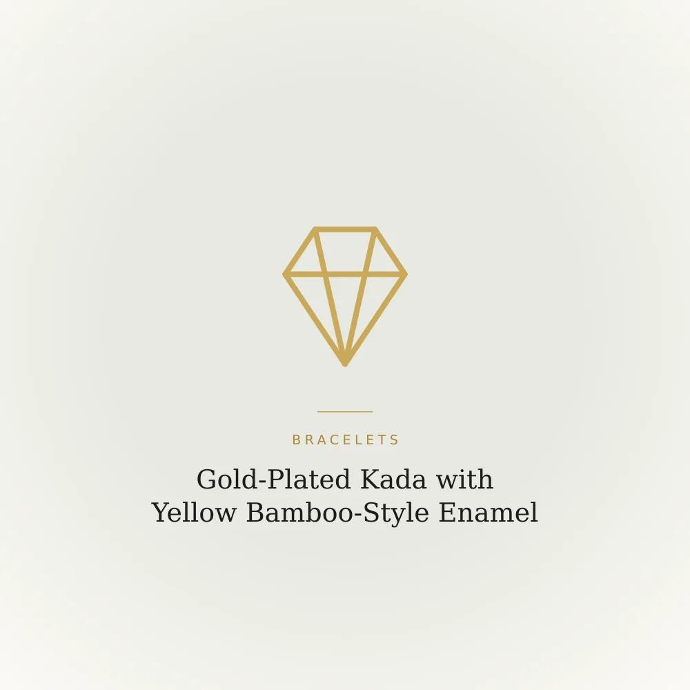 Gold-plated kada bracelet with bamboo-style ridges in yellow enamel