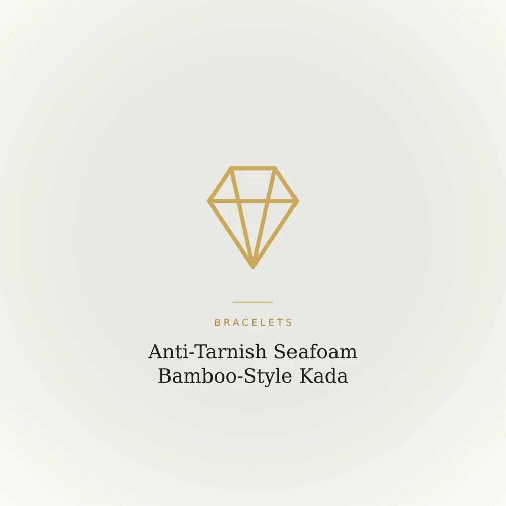 Seafoam green bamboo-style kada with a ridged texture and gold-plated finish
