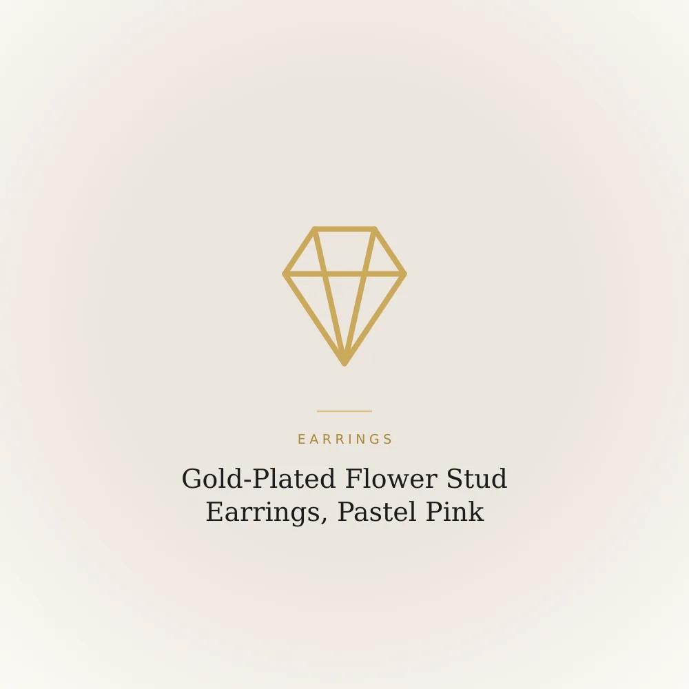 Gold-plated flower stud earrings with pastel pink petals and gold-outlined edges