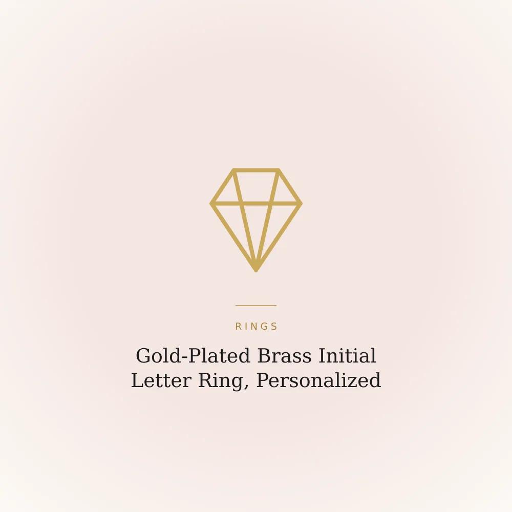 Gold-plated brass ring engraved with a single initial letter