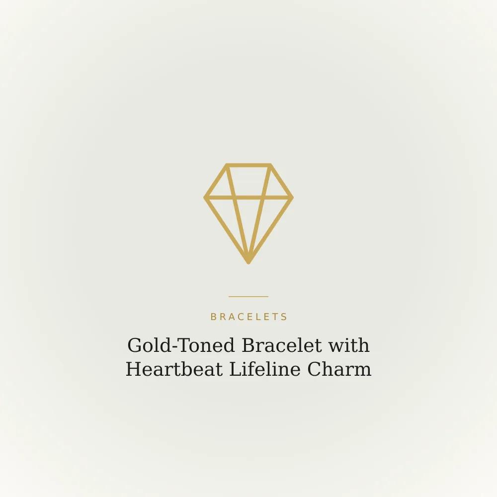 Gold-toned bracelet with a heartbeat lifeline charm and crystal-look detailing