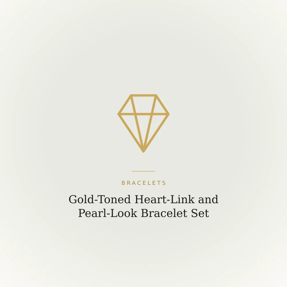 Gold-toned heart-link chain bracelet paired with a pearl-look strand bracelet