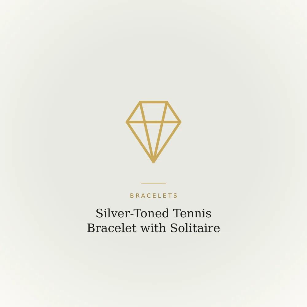 Silver-toned tennis bracelet with a solitaire centrepiece stone