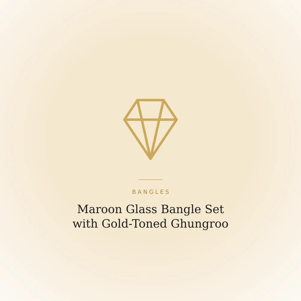 Maroon glass bangle set with gold-toned ghungroo bell charm bangles